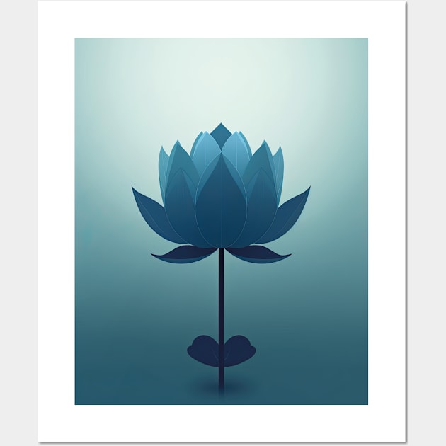 Elegant Blue Lotus Art Wall Art by 026PrintableArt